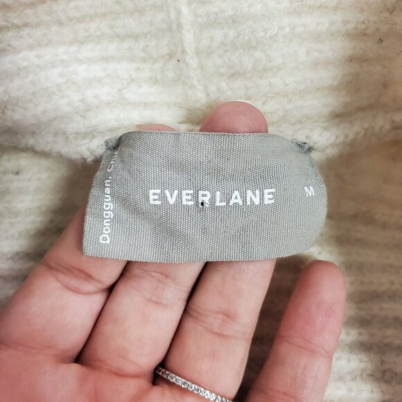 Everlane Womens Felted Merino Wool Double Breasted Cardigan Size M Ivory Ribbed - Picture 4 of 10